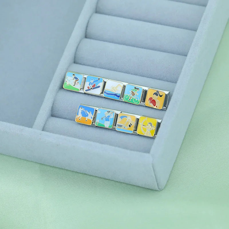 Charm Italiano Plano - Colección Deportes de Acción (Esgrima, Esquí, Ciclismo)