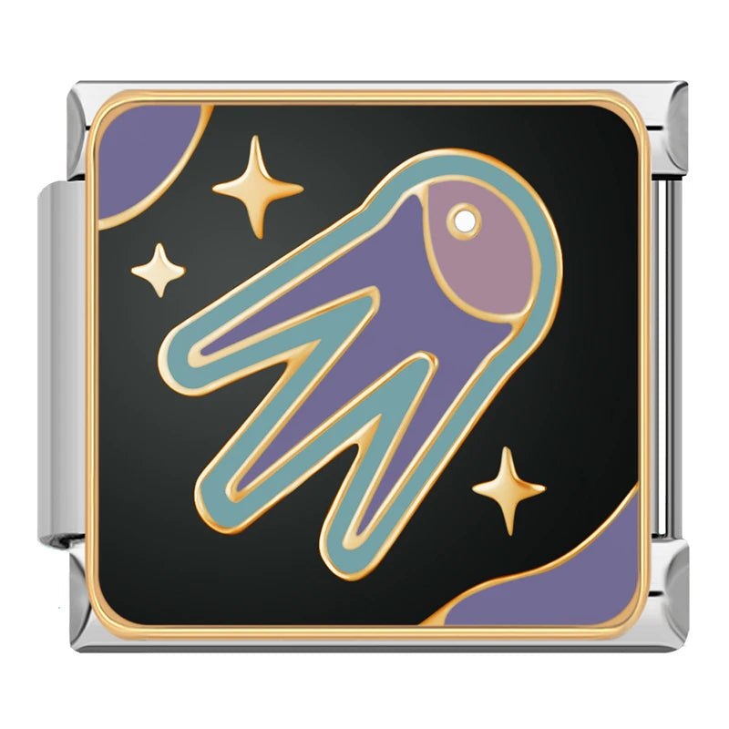 Charm Italiano Plano - Colección Galaxia y Ciencia (Espacio, Cohete, Alien)