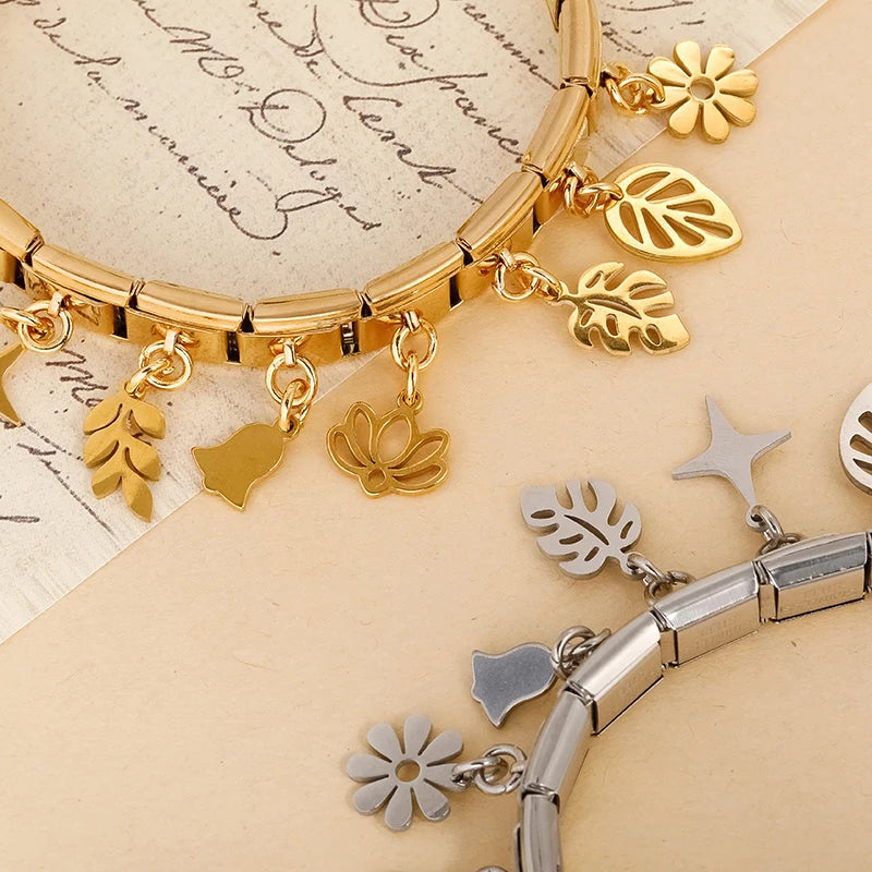 Charm Italiano Colgante - Colección Botánica y Símbolos (Hojas, Flores, Campana)