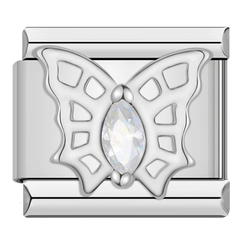 Charm Italiano Plano - Colección Romance Real (Coronas, Alas y Cristales Brillantes)