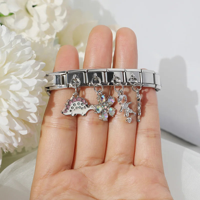 Charm Italiano Colgante - Colección Naturaleza y Familia (Niños, Flores, Luna)