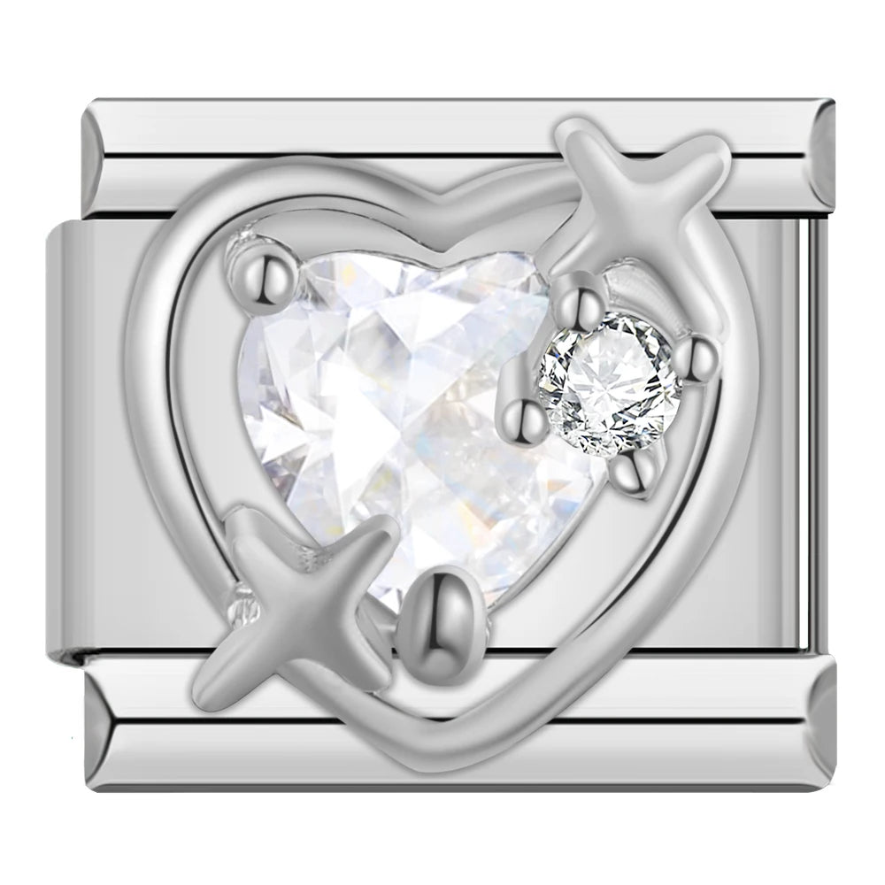 Charm Italiano Plano - Colección Romance Real (Coronas, Alas y Cristales Brillantes)