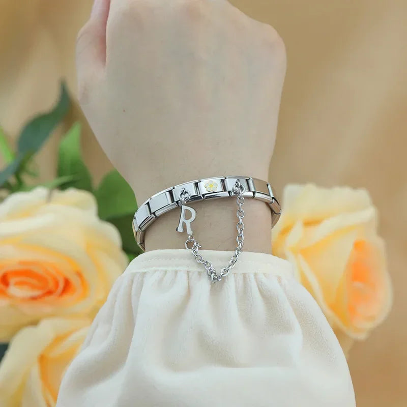 Charm Italiano Doble - Cadena con Inicial Colgante (Letras A-Z)