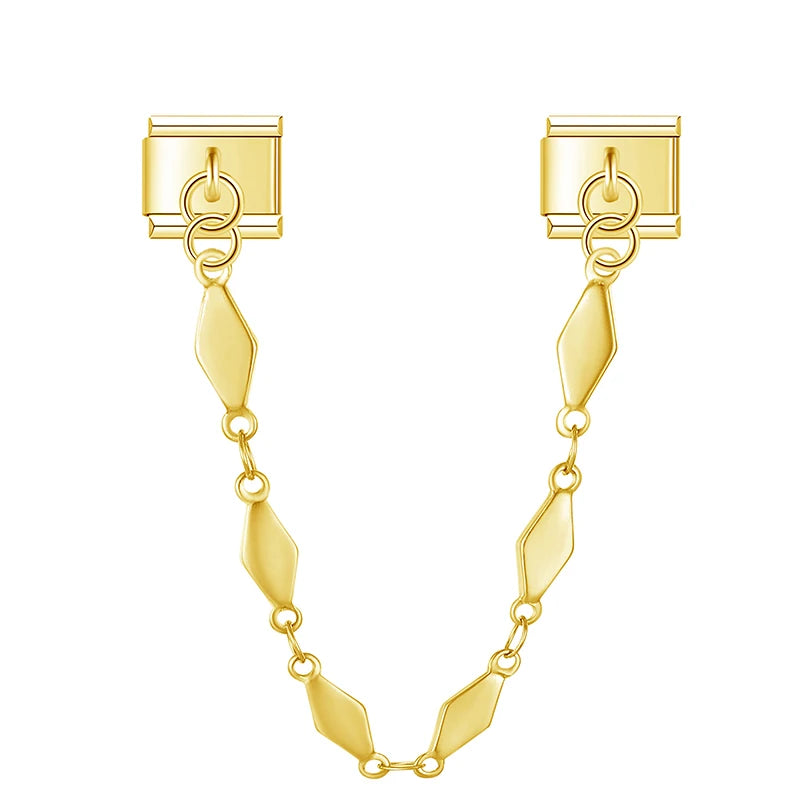 Charm Italiano Doble - Cadena de Motivos Arcoíris (Mariposas y Corazones)