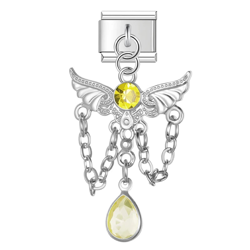 Charm Italiano Colgante - Ángel y Tassel de Cristal (Máximo Brillo)