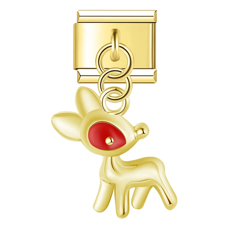Charm Italiano Colgante - Colección Iconos Navideños (Reno, Muñeco, Árbol)