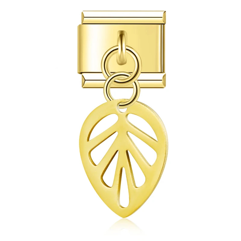 Charm Italiano Colgante - Colección Botánica y Símbolos (Hojas, Flores, Campana)