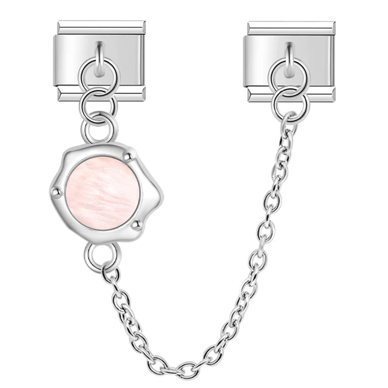 Charm Italiano Doble - Cadena con Piedra Ópalo (Efecto Iridiscente)