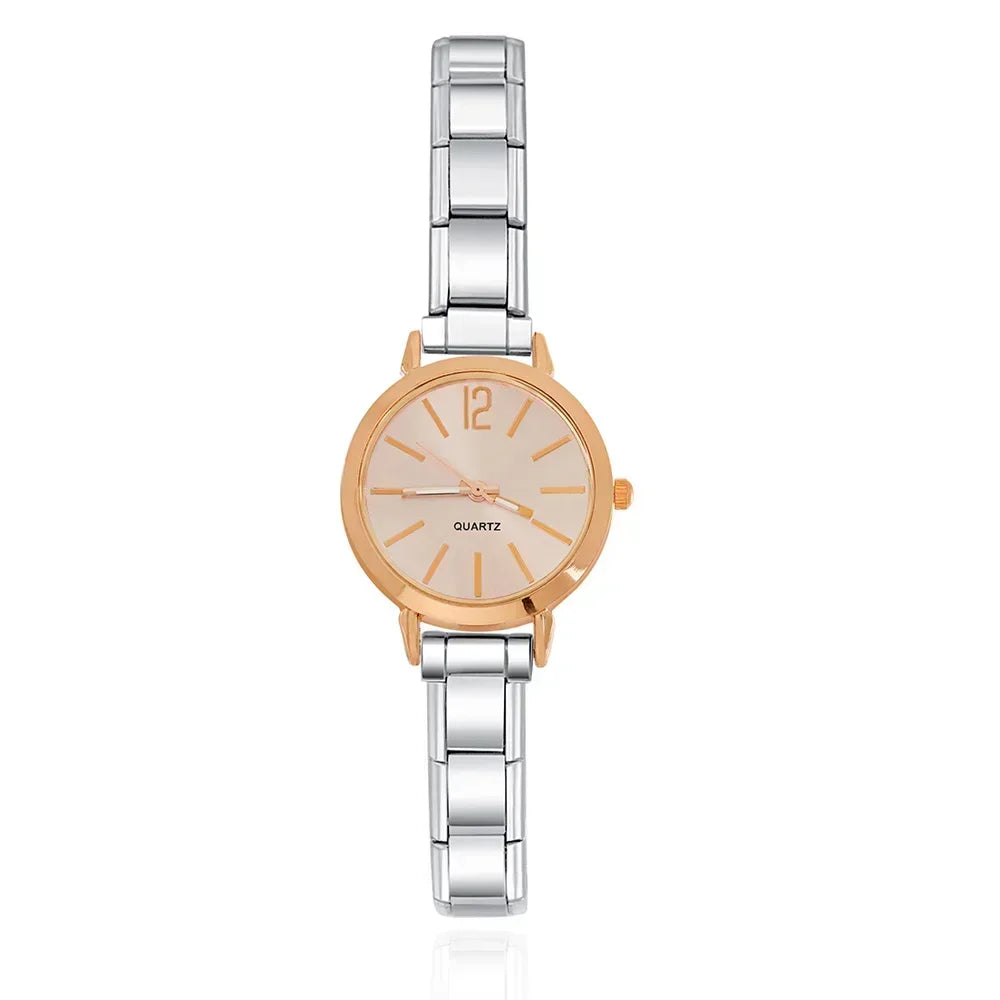 Reloj Base Modular - Esfera Redonda Clásica (Tres Tonos Metálicos)