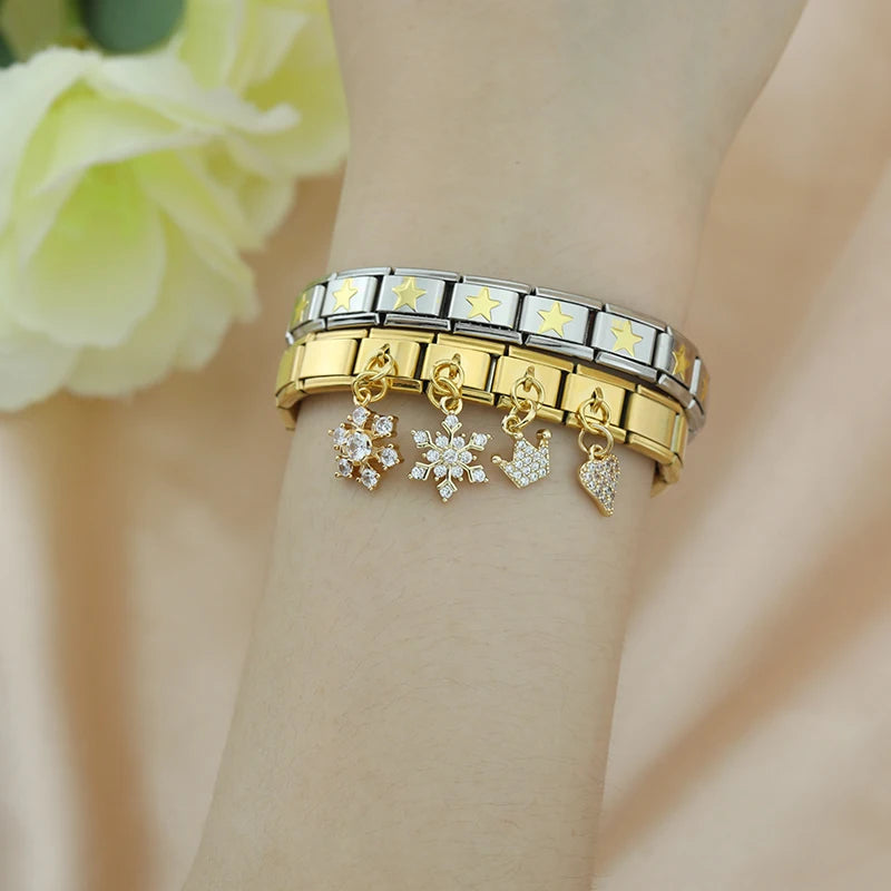 Charm Italiano Colgante - Colección Realeza y Celestial (Oro y Zirconias)