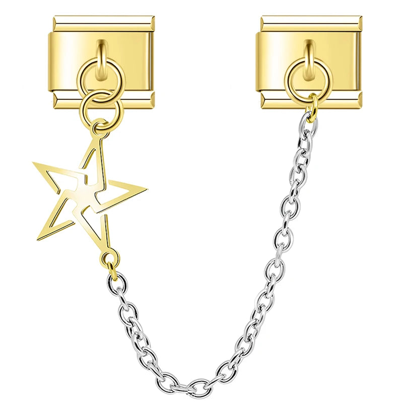 Charm Italiano Doble - Cadena con Símbolo Colgante (Ala, Estrella, Puzzle)