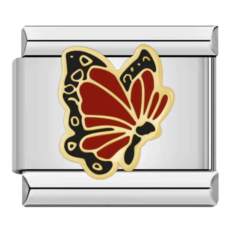 Charm Italiano Plano - Colección Pequeños Animales (Mariquita, Mariposa, Gato)