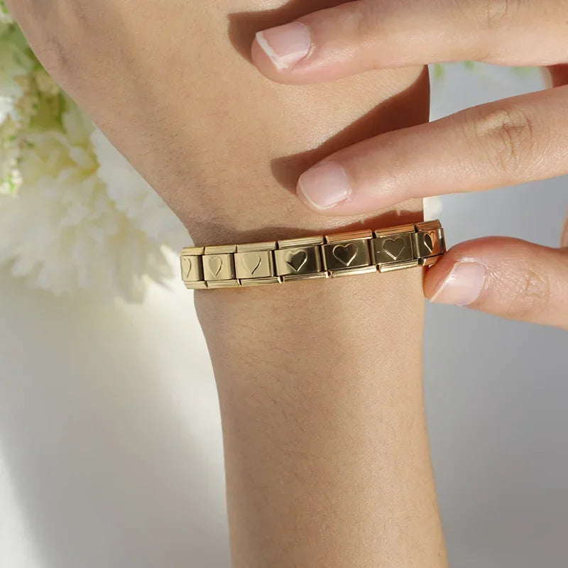 Complete Base Bracelet 9mm - Engraved Pattern (Silver, Gold and Rose Gold)