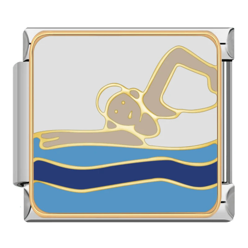 Charm Italiano Plano - Colección Deportes de Acción (Esgrima, Esquí, Ciclismo)