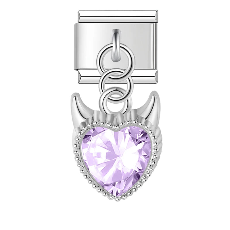 Charm Italiano Colgante - Corazón Gótico de Zirconia (Lujo Edgy)