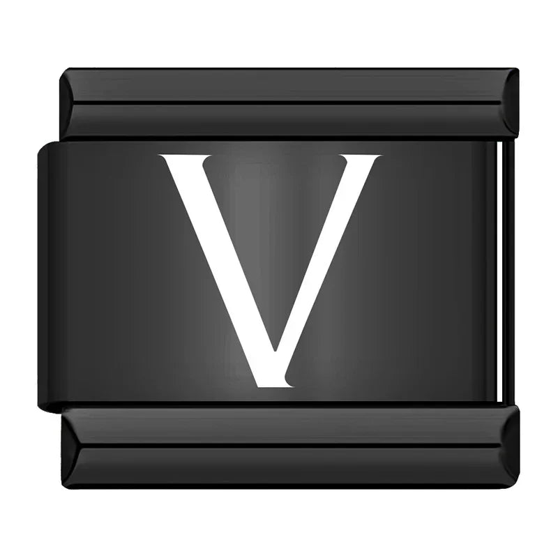 Charm Italiano Plano - Iniciales Contraste (Blanco sobre Negro)