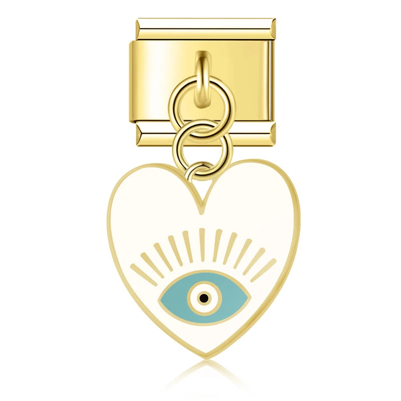 Charm Italiano Colgante - Corazón Protector "Evil Eye" (Varios Colores)