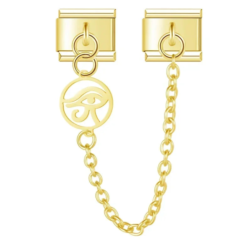 Charm Italiano Doble - Cadena con Medallón Calado (Flor y Árbol)