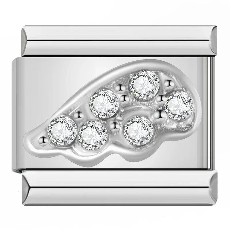 Charm Italiano Plano - Colección Princesa y Diamantes (Alas, Perlas y Solitarios)