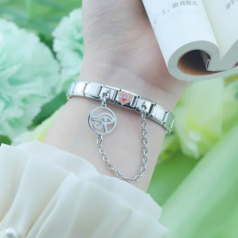 Charm Italiano Doble - Cadena con Medallón Calado (Flor y Árbol)