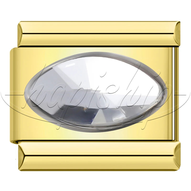 Charm Italiano Joya - Piedra Ovalada Facetada (Base Oro)