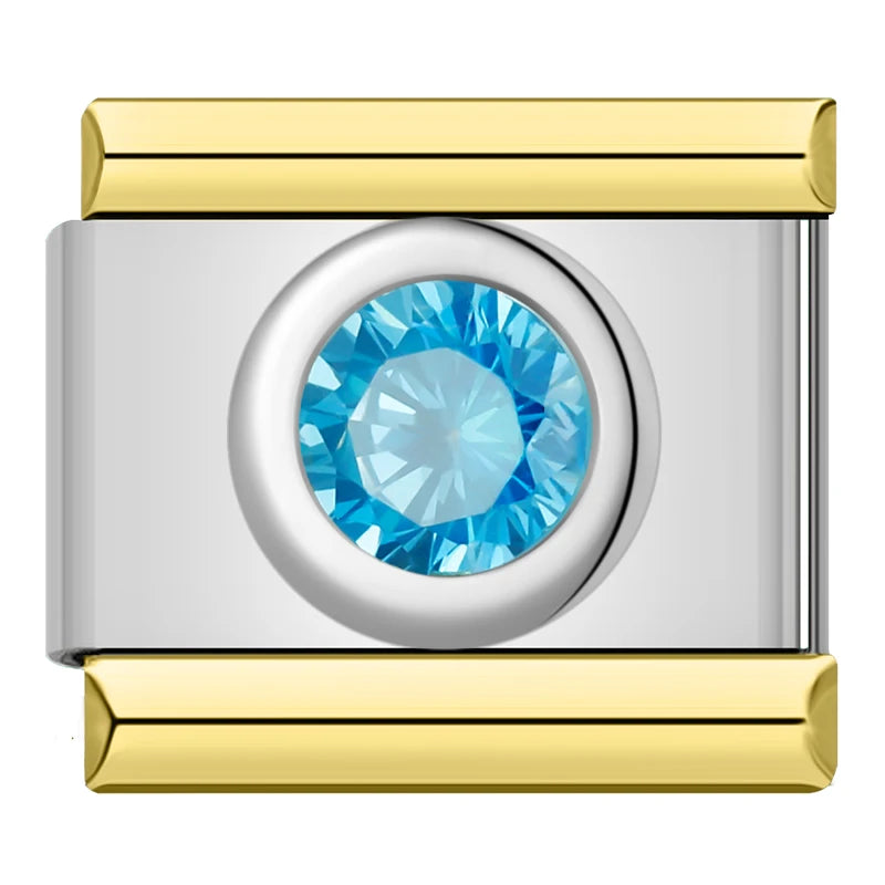 Charm Italiano Plano - Solitario Clásico Redondo (Piedras de Nacimiento)