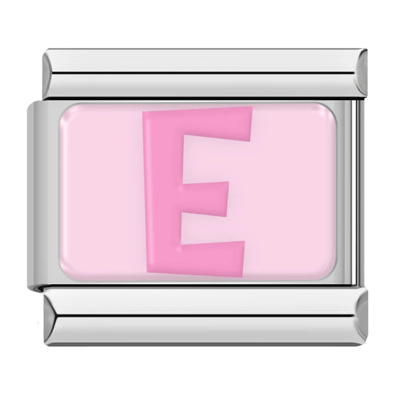 Charm Italiano Plano - Iniciales Rosa Pastel (Abecedario Completo)