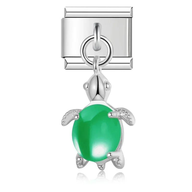 Charm Italiano Colgante - Tortuga de la Suerte (Concha de Cristal Facetado)