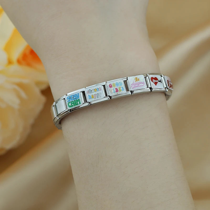 Charm Italiano Plano - Colección Good Vibes & Glitter (Mensajes Positivos)