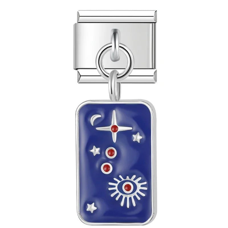 Charm Italiano Colgante - Colección Tarot y Cielo Estrellado (Azul Místico)
