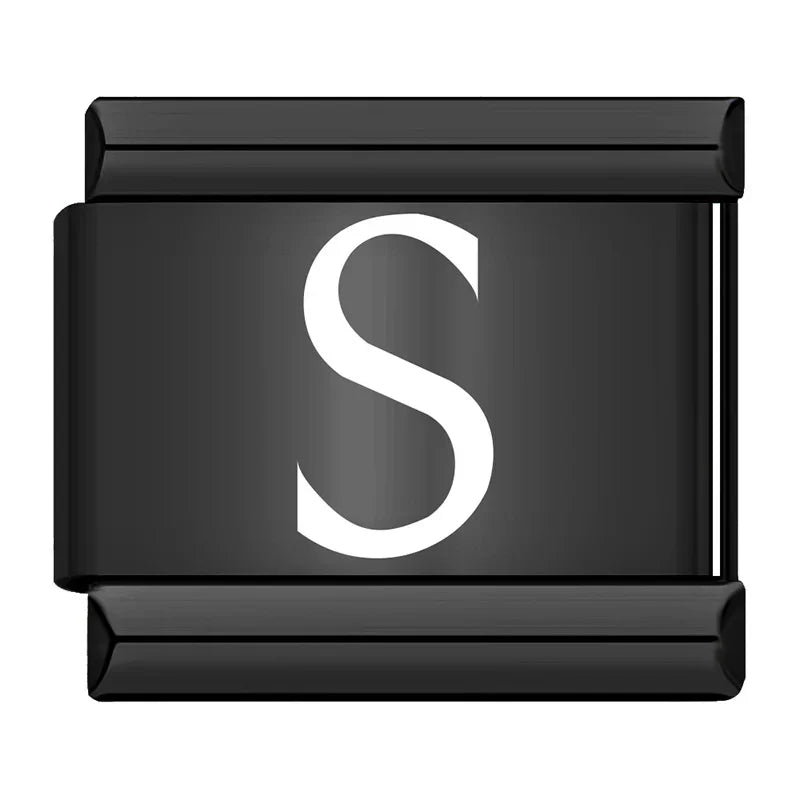 Charm Italiano Plano - Iniciales Contraste (Blanco sobre Negro)