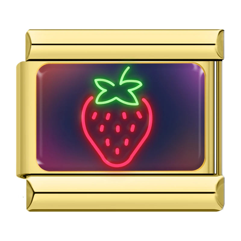 Charm Italiano Link - Colección "Neon Nights": Luces, Fiesta y Rock (Acero Dorado)