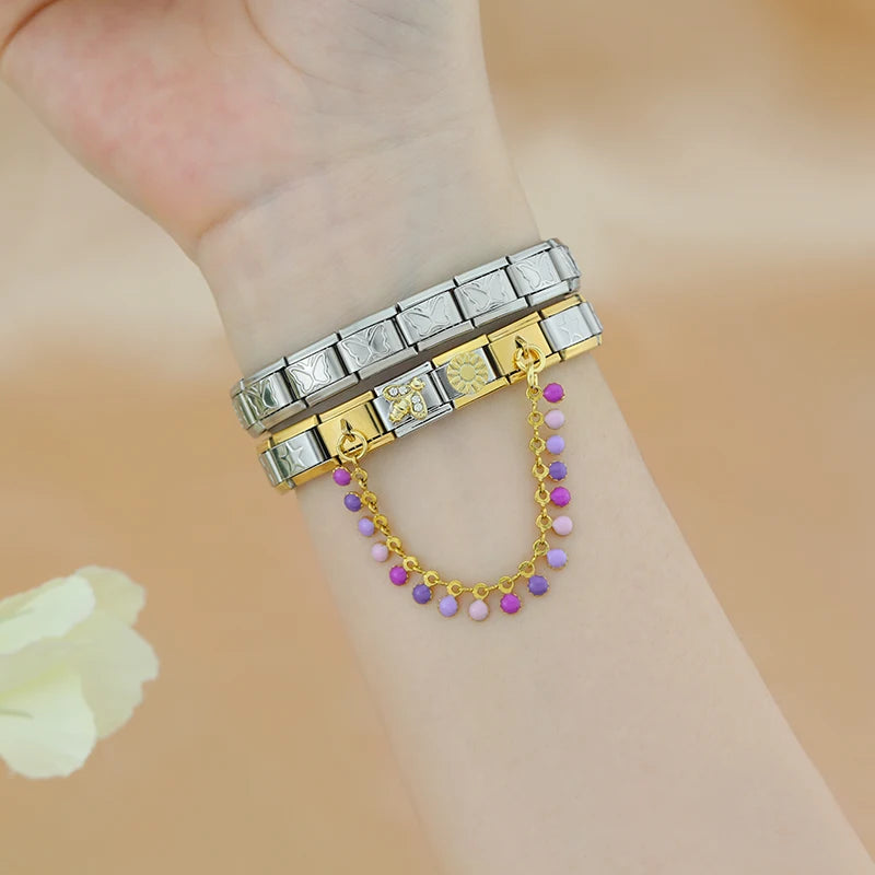 Charm Italiano Doble - Borla de Gemas de Color (Movimiento Festivo)