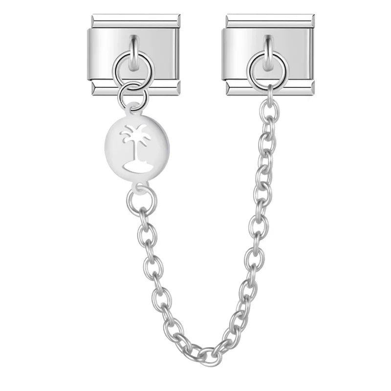 Charm Italiano Doble - Cadena con Silueta Colgante (Familia, Búho, Gato)