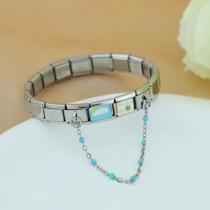 Charm Italiano Doble - Cadena con Cuentas de Color (Toque Minimalista)