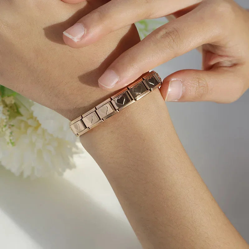 Complete Base Bracelet 9mm - Engraved Pattern (Silver, Gold and Rose Gold)