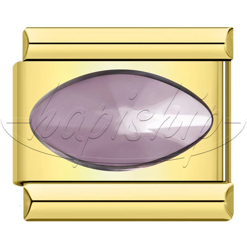 Charm Italiano Joya - Piedra Ovalada Facetada (Base Oro)