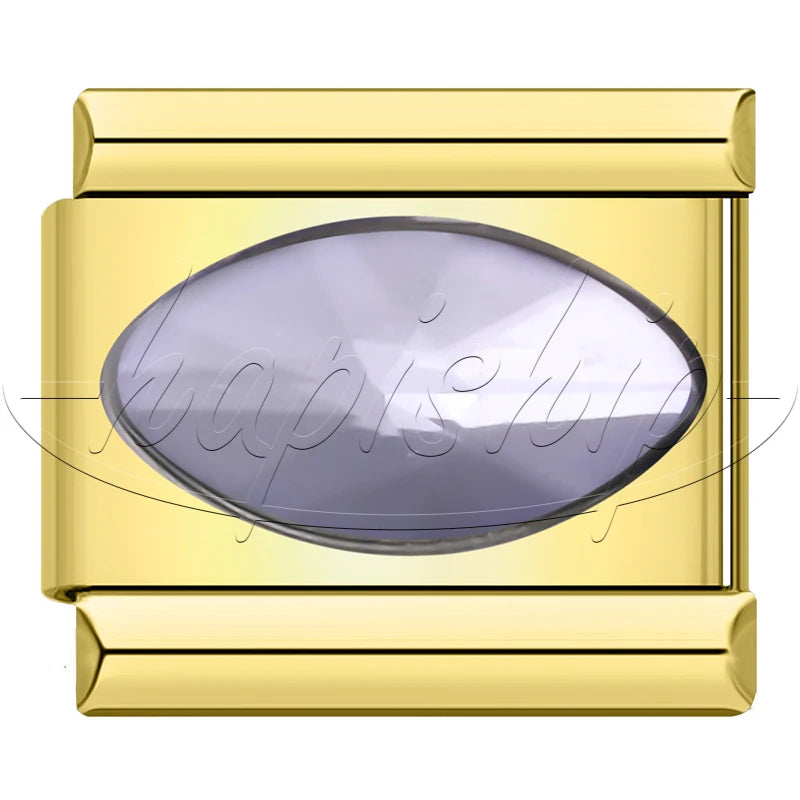 Charm Italiano Joya - Piedra Ovalada Facetada (Base Oro)