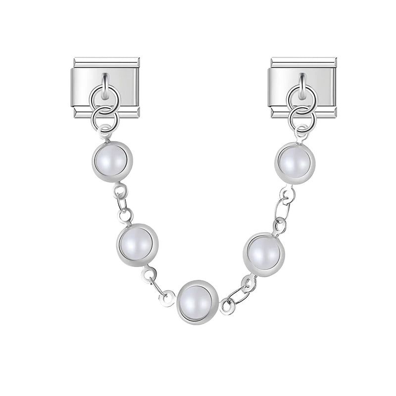 Charm Italiano Doble - Cadena Decorada (Perlas, Ojos y Símbolos)