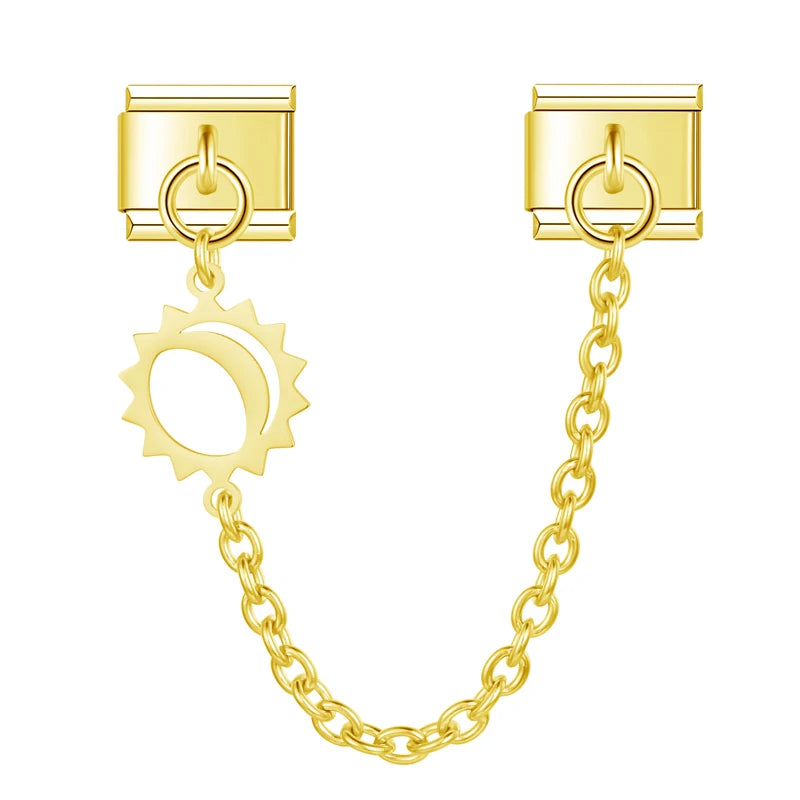 Charm Italiano Doble - Cadena Tropical e Industrial (Hoja y Engranaje)