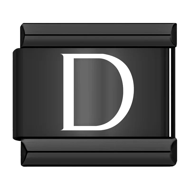 Charm Italiano Plano - Iniciales Contraste (Blanco sobre Negro)