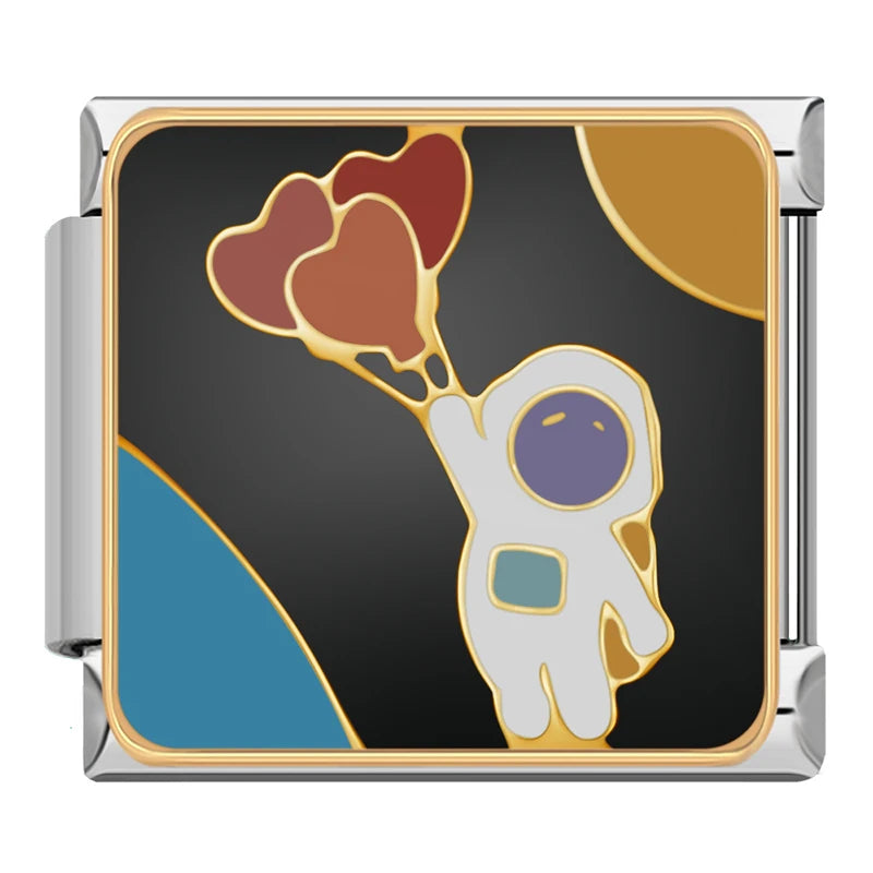 Charm Italiano Plano - Colección Galaxia y Ciencia (Espacio, Cohete, Alien)