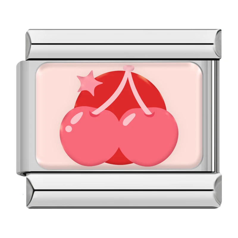 Charm Italiano Plano - Colección "Coquette" y Amor (Rojo, Rosa y Cerezas)