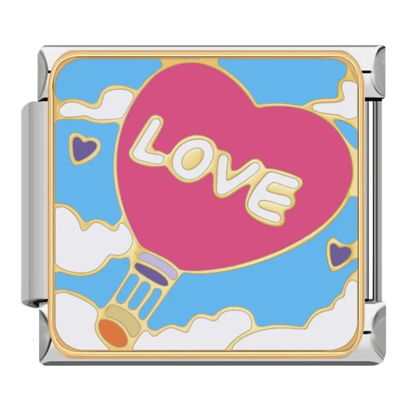 Charm Italiano Plano - Colección Historias de Amor (Parejas, Cupido, Atardecer)