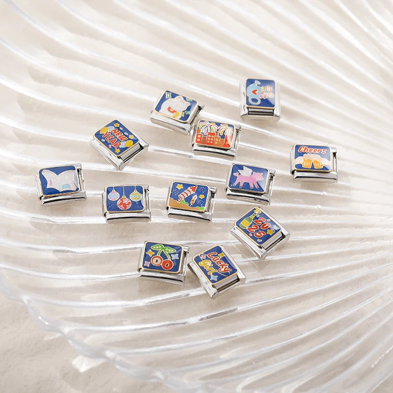 Charm Italiano Plano - Colección Celebración y Fortuna (Año Nuevo, Gato de la Suerte)