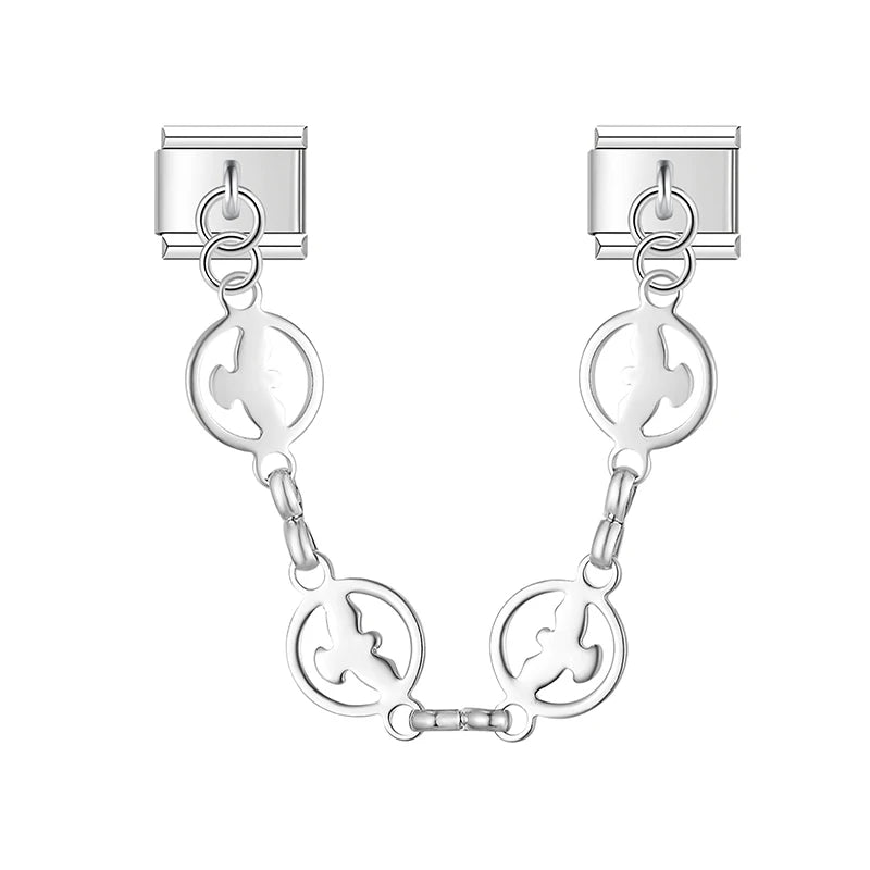 Charm Italiano Doble - Cadena Decorada (Perlas, Ojos y Símbolos)