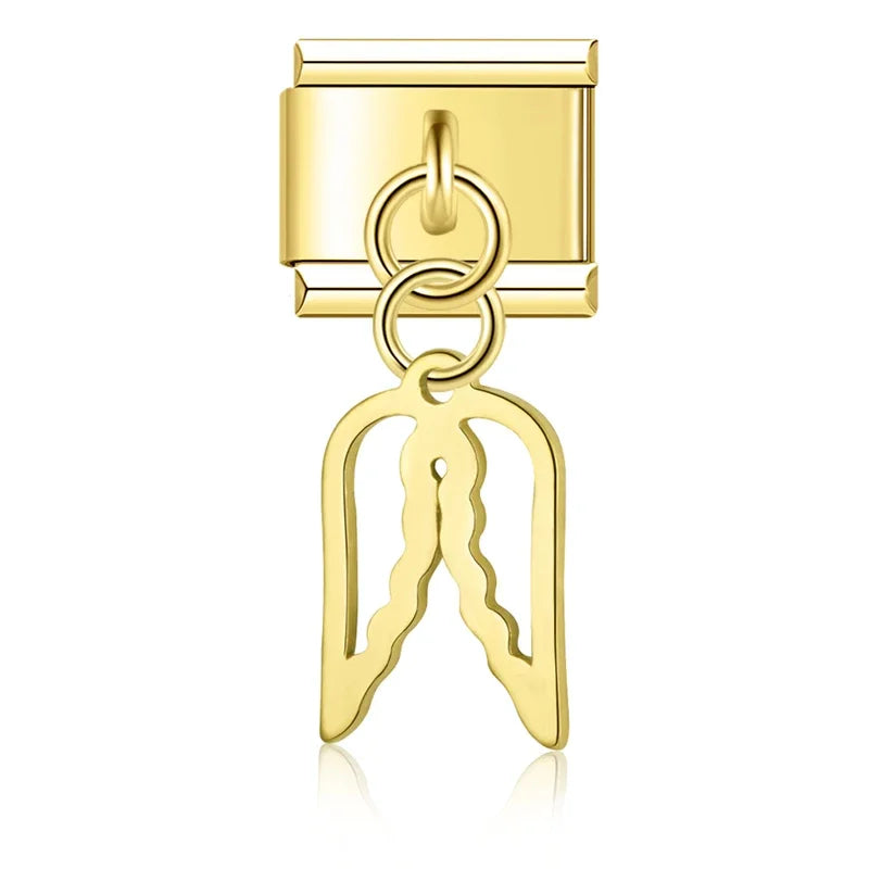 Charm Italiano Colgante - Símbolos Místicos y Celestiales (Luna, Estrella, Ala)