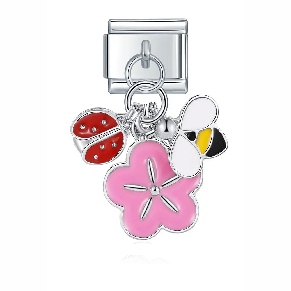 Charm Italiano Colgante - Colección Jardín Floral (Margaritas y Cristales)