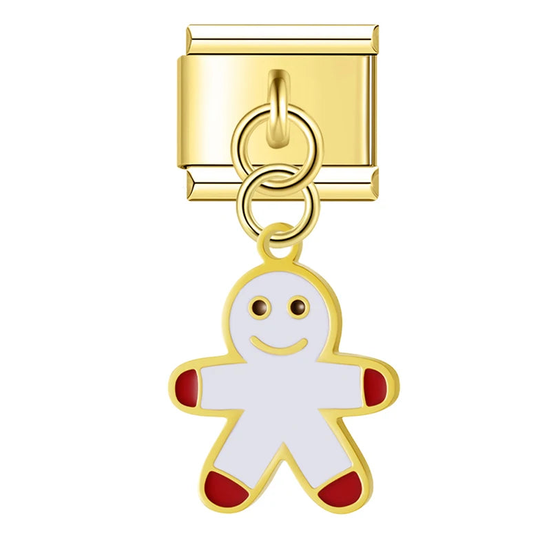 Charm Italiano Colgante - Colección Navidad Dorada (Muñeco de Nieve, Reno, Regalos)