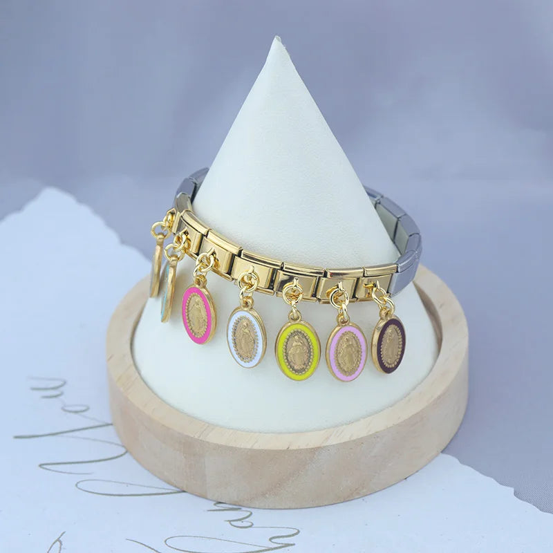 Charm Italiano Colgante - Medalla de Fe y Protección (Virgen)